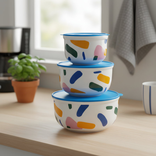 Metal Tupperware Set - 3 Pcs	